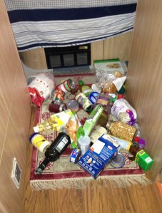 Everything fell on the rug. NOTHING was broken.